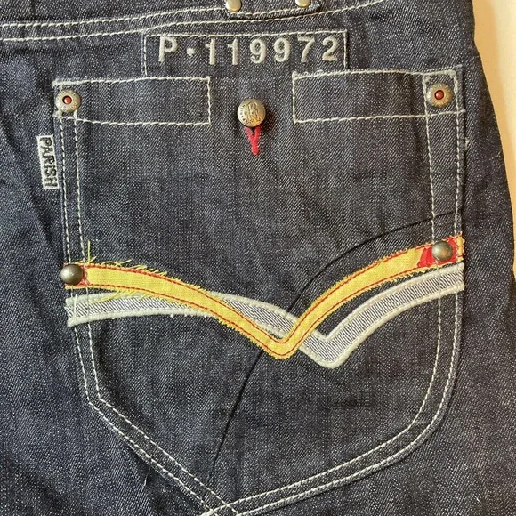 Parish Nation E 506 Baggy Jean Denim Shorts Men's 44 Red Button Fly Relaxed Fit - Picture 10 of 13